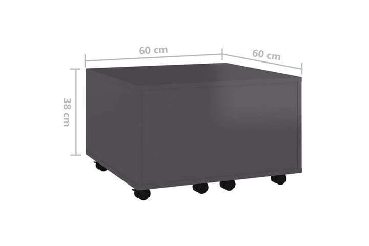 Sohvapöytä korkeakiilto harmaa 60x60x38 cm lastulevy - Sohvapöytä