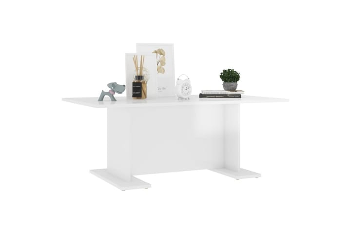 Sohvapöytä korkeakiilto valkoinen 103,5x60x40 cm lastulevy - Sohvapöytä