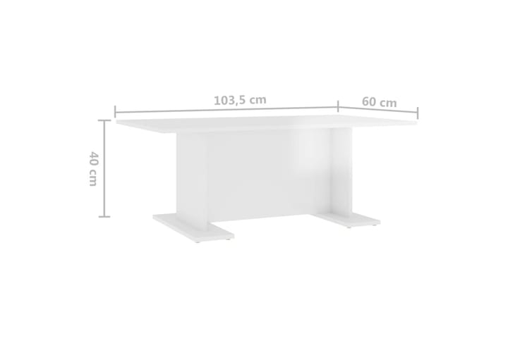 Sohvapöytä korkeakiilto valkoinen 103,5x60x40 cm lastulevy - Sohvapöytä