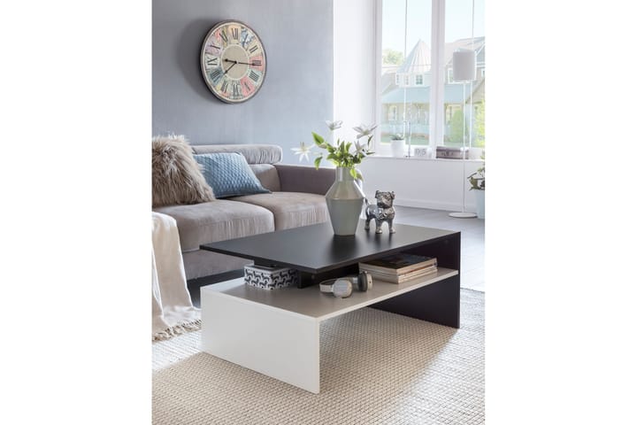 Sohvapöytä Logalbo 90 cm Säilytyksellä Hylly - Musta/Valkoinen - Sohvapöytä