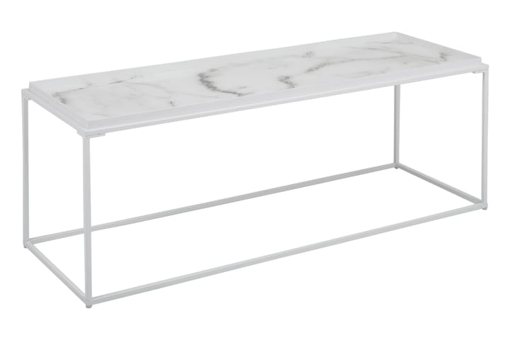 Sohvapöytä Lyness 122 cm Marmorikuvio - Lasi/Valkoinen/Musta - Marmoripöydät - Sohvapöytä
