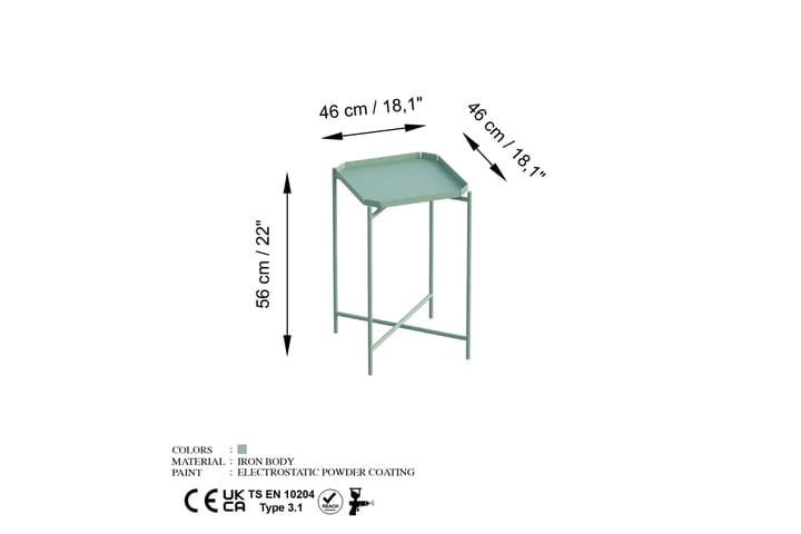 Sohvapöytä Mamta 46 cm - Vihreä - Sohvapöytä