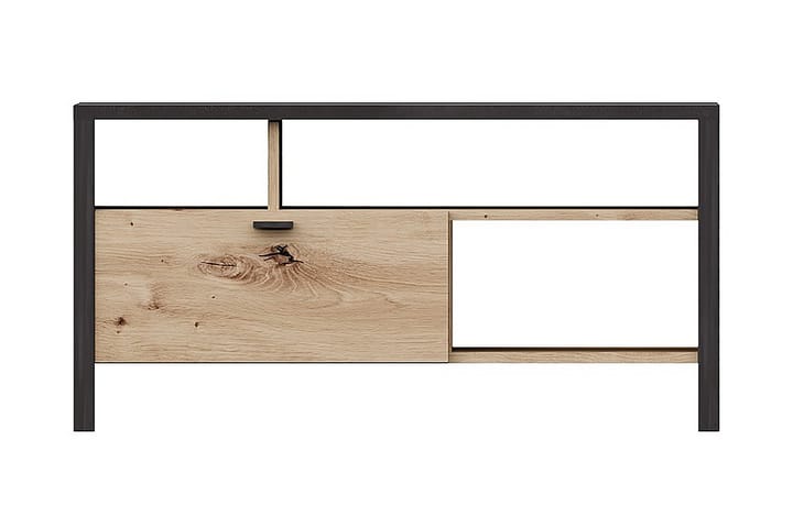 Sohvapöytä Mihaela 95 cm Säilytyksellä Hyllyt+Laatikko - Ruskea/Musta - Sohvapöytä