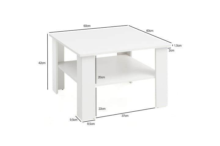 Sohvapöytä Rockowitz 60 cm - Valkoinen - Sohvapöytä
