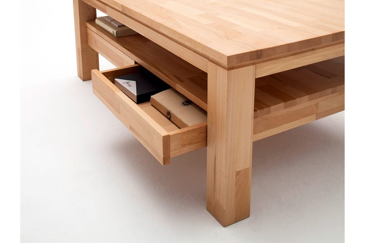 Sohvapöytä Tinga 115 cm Säilytyksellä Hyllyt+laatikot - Tammenväri - Sohvapöytä säilytystilalla - Sohvapöytä