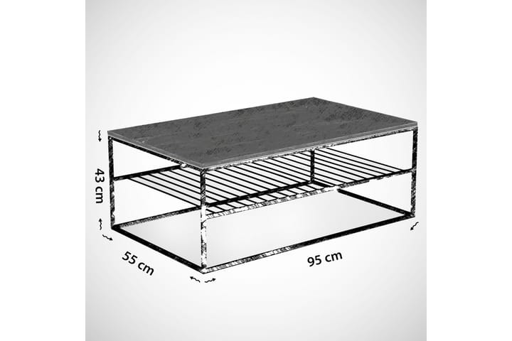 Sohvapöytä Ubbeboda 95 cm Ritilähyllyllä - Valkoinen/Musta Marmorikuvio - Marmoripöydät - Sohvapöytä