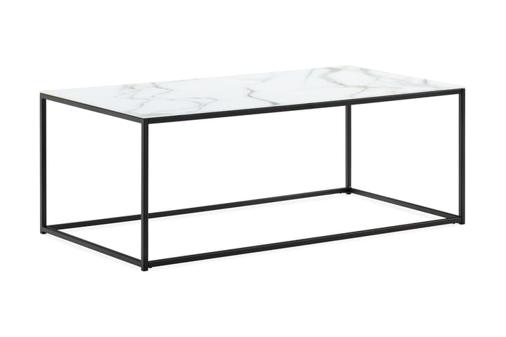 Sohvapöytä Valeria 120 cm Marmorikuvio - Lasi/Valkoinen/Mustat jalat - Marmoripöydät - Sohvapöytä
