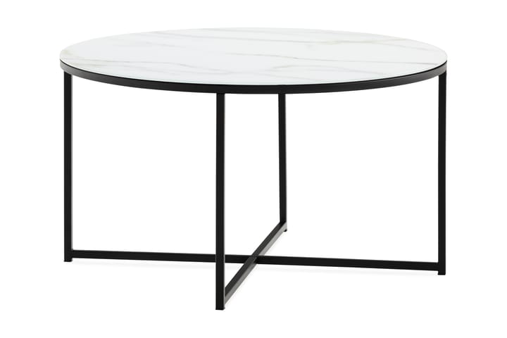 Sohvapöytä Valeria 80 cm Py�öreä Marmorikuvio - Valkoinen/Musta - Marmoripöydät - Sohvapöytä