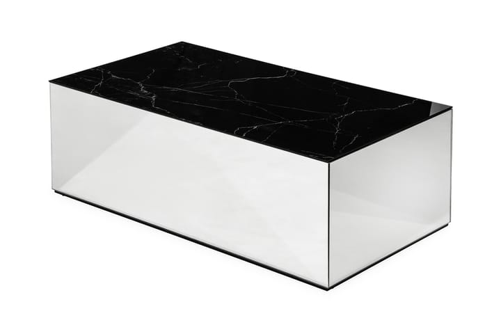 Sohvapöytä Vathy 110 cm Marmorikuvio - Peili/Lasi/Musta - Marmoripöydät - Sohvapöytä - Peilipöytä