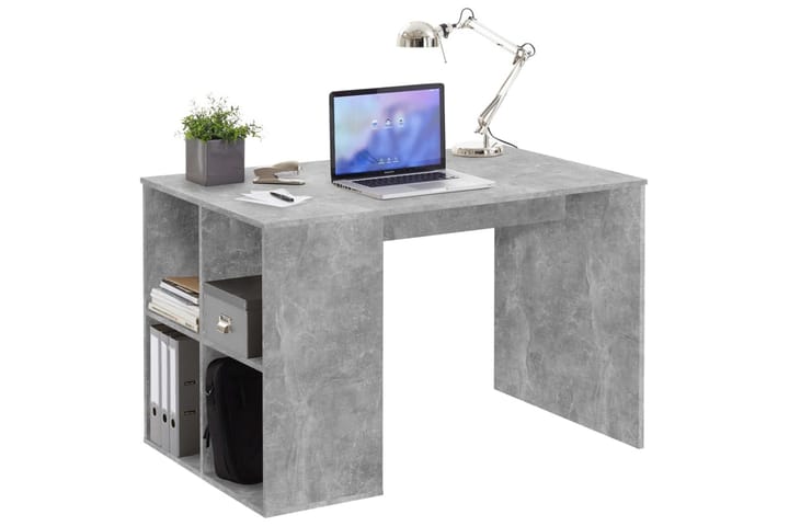 FMD Pöytä sivuhyllyillä 117x73x75 cm betoni - Harmaa - Tietokonepöytä
 - Kirjoituspöytä