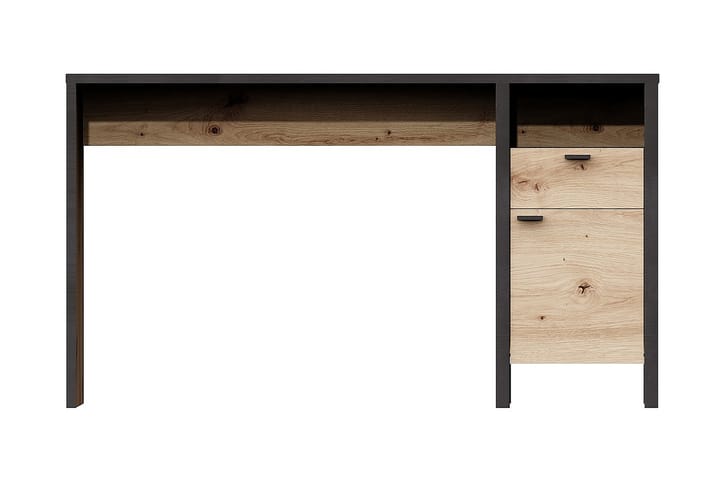 Kirjoituspöytä Mackynen 135 cm Säilytyksellä Laatikko+kaappi - Ruskea/Musta - Tietokonepöytä
 - Kirjoituspöytä