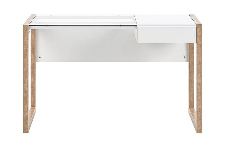 Kirjoituspöytä Skiatook 120 cm Säilytyksellä Laatikko - Valkoinen/Vaalea puu - Tietokonepöytä
 - Kirjoituspöytä