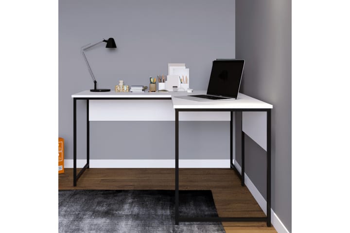 Kulmakirjoituspöytä Tasarima 160 cm - Valkoinen/Musta - Kulmakirjoituspöytä