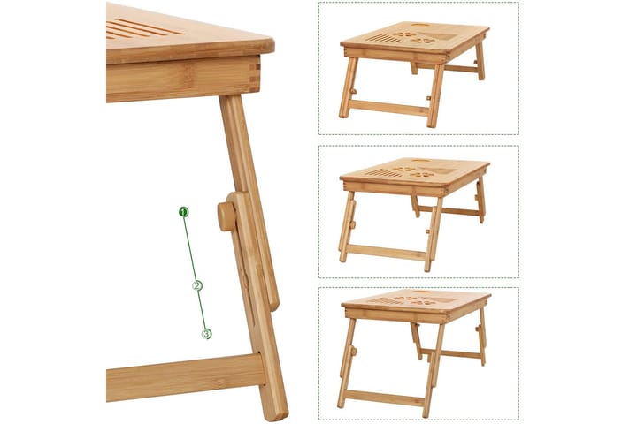 Läppäripöytä Traci 55 cm Bambu - Songmics - Tietokonepöytä
 - Kirjoituspöytä