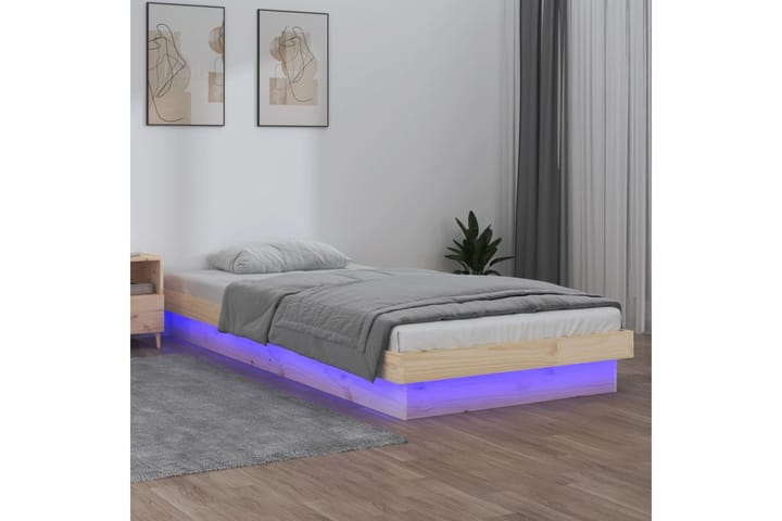 beBasic Sängynrunko LED-valoilla 90x190 cm 3FT Single täysi puu - Ruskea - Sänkykehikot & sängynrungot