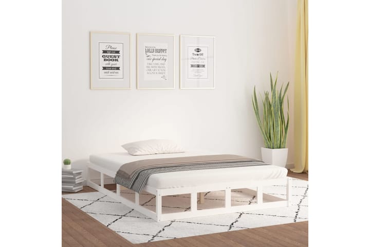 beBasic Sängynrunko valkoinen 120x200 cm täysi puu - Valkoinen - Sänkykehikot & sängynrungot