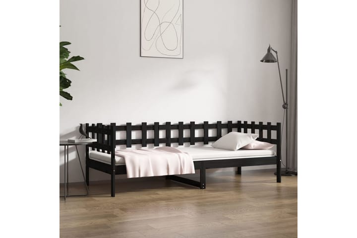 beBasic Sohvasänky musta 90x190 cm täysi mänty - Musta - Sänkykehikot & sängynrungot