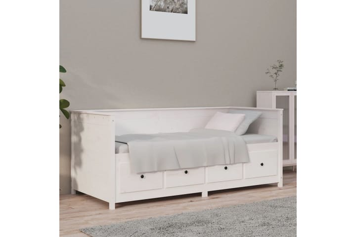 beBasic Sohvasänky valkoinen 100x200 cm täysi mänty - Valkoinen - Sänkykehikot & sängynrungot