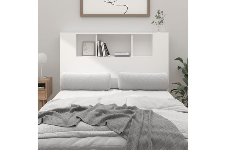 beBasic Sängynpääty säilytystilalla valkoinen 120x18,5x104,5 cm - Valkoinen - Sängynpääty