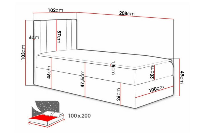 Sängynrunko Betvallen 100x200 cm - Valkoinen - Sänkykehikot & sängynrungot