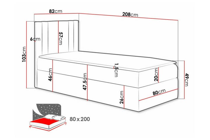 Sängynrunko Betvallen 80x200 cm - Musta - Sänkykehikot & sängynrungot