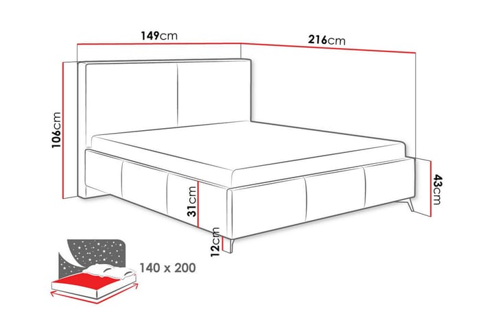 Sängynrunko Derry 140x200 cm - Kerma - Sänkykehikot & sängynrungot