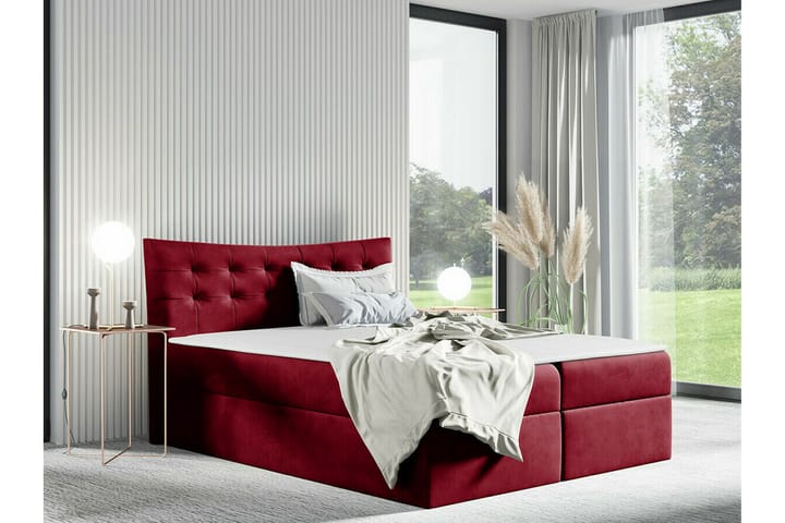 Sängynrunko Hayton 140x200 cm - Tummanpunainen - Sänkykehikot & sängynrungot