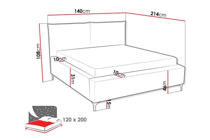 Sängynrunko Knocklong 120x200 cm - Beige - Sänkykehikot & sängynrungot