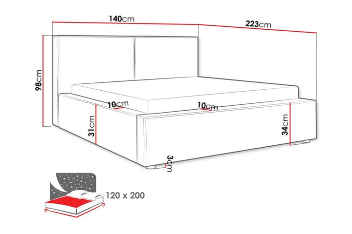 Sängynrunko Knocklong 120x200 cm - Sininen - Sänkykehikot & sängynrungot