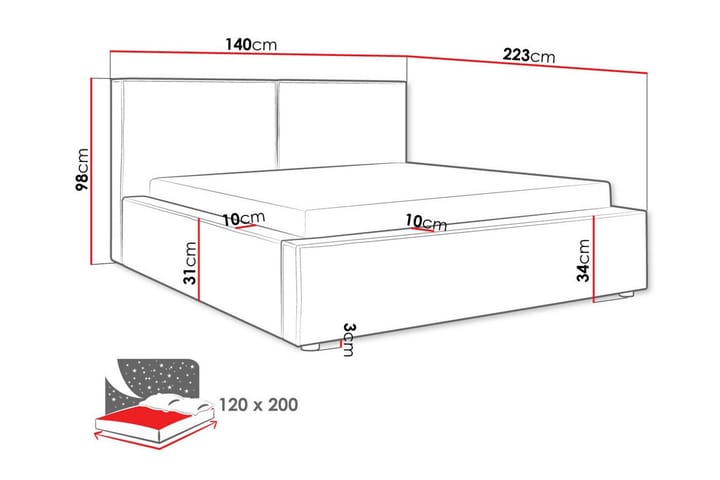 Sängynrunko Knocklong 120x200 cm - Tummanharmaa - Sänkykehikot & sängynrungot