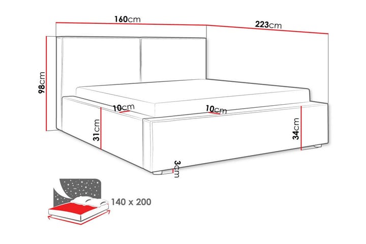 Sängynrunko Knocklong 140x200 cm - Musta - Sänkykehikot & sängynrungot