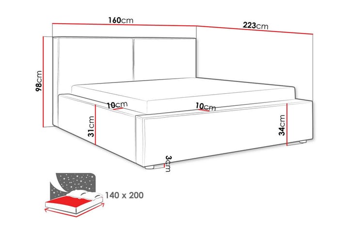 Sängynrunko Knocklong 140x200 cm - Tumma turkoosi - Sänkykehikot & sängynrungot