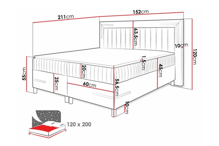 Sängynrunko Lillsel 120x200 cm - Vaaleanpunainen/Beige - Sänkykehikot & sängynrungot