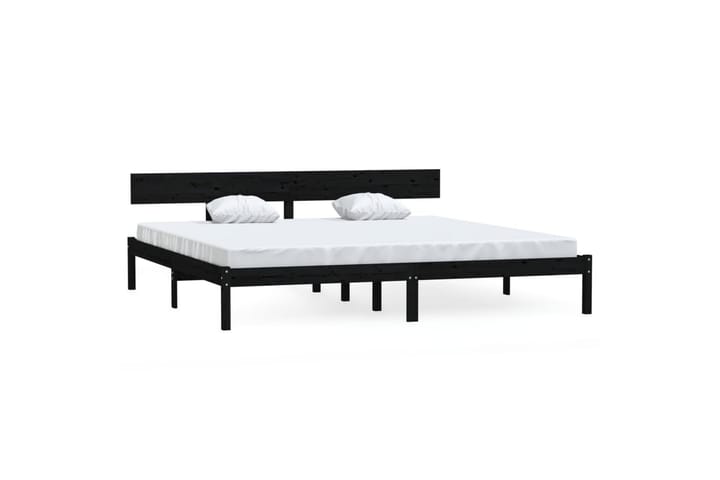 Sängynrunko musta täysi mänty 180x200 cm UK Super King - Musta - Sänkykehikot & sängynrungot