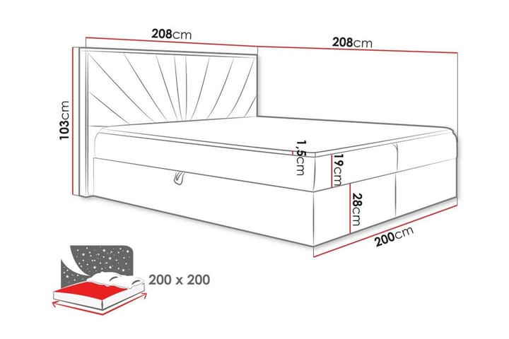 Sängynrunko Oberting 200x200 cm - Beige/Puu - Sänkykehikot & sängynrungot