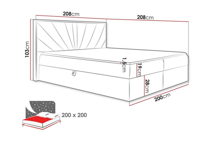 Sängynrunko Oberting 200x200 cm - Harmaa/puu - Sänkykehikot & sängynrungot