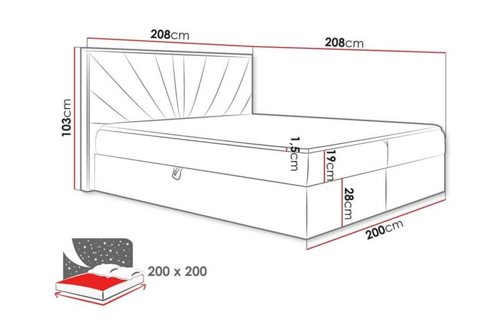 Sängynrunko Oberting 200x200 cm - Musta/Puu - Sänkykehikot & sängynrungot