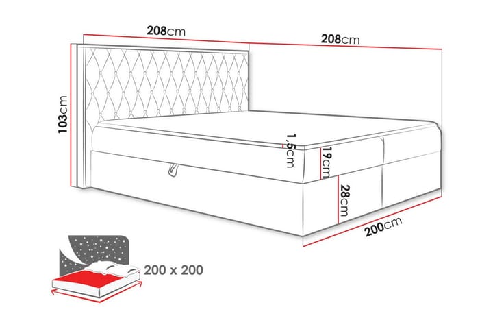 Sängynrunko Oberting 200x200 cm - Vihreä/Pähkinä - Sänkykehikot & sängynrungot