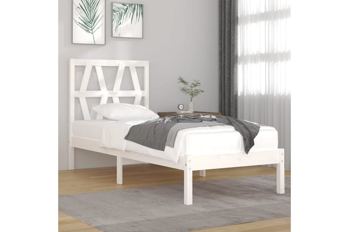 Sängynrunko valkoinen täysi mänty 75x190 cm 2FT6 Small Singl - Valkoinen - Sänkykehikot & sängynrungot