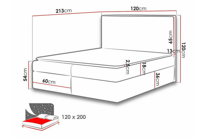 Sängynrunko Pries 120x200 cm - Vaaleanharmaa/Tummanharmaa - Sänkykehikot & sängynrungot