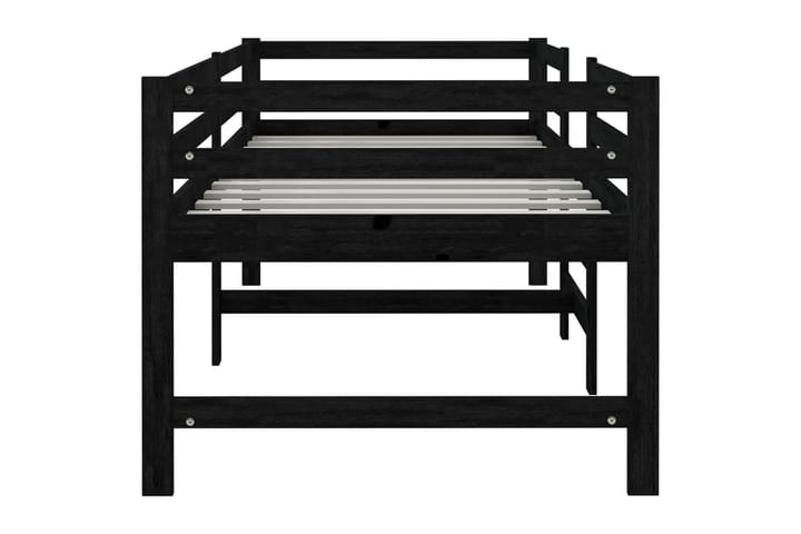 Korotettu sänky musta täysi mänty 90x200 cm - Musta - Sänkykehikot & sängynrungot
