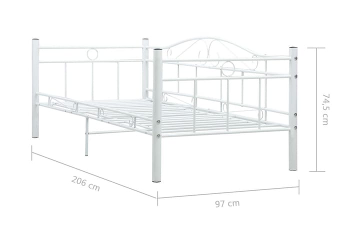 Päivävuoteenrunko valkoinen metalli 90x200 cm - Valkoinen - Sänkykehikot & sängynrungot