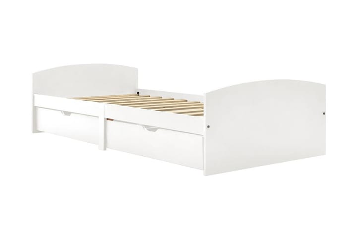 Sängynrunko 2 vetolaatikolla valkoinen täysi mänty 90x200 cm - Sänkykehikot & sängynrungot