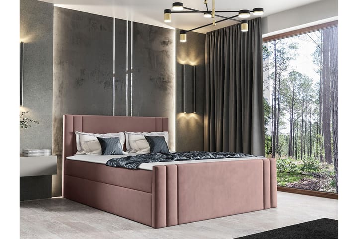 Sängynrunko Betvallen 160x200 cm - Vaaleanpunainen - Sänkykehikot & sängynrungot