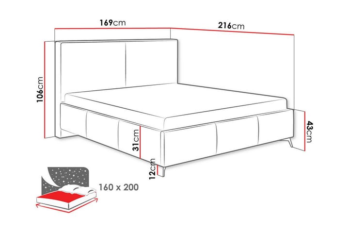 Sängynrunko Derry 160x200 cm - Kerma - Sänkykehikot & sängynrungot