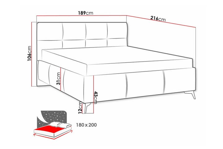Sängynrunko Derry 180x200 cm - Beige - Sänkykehikot & sängynrungot