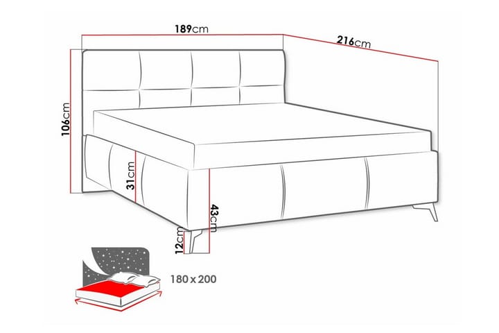 Sängynrunko Derry 180x200 cm - Tummanharmaa - Sänkykehikot & sängynrungot