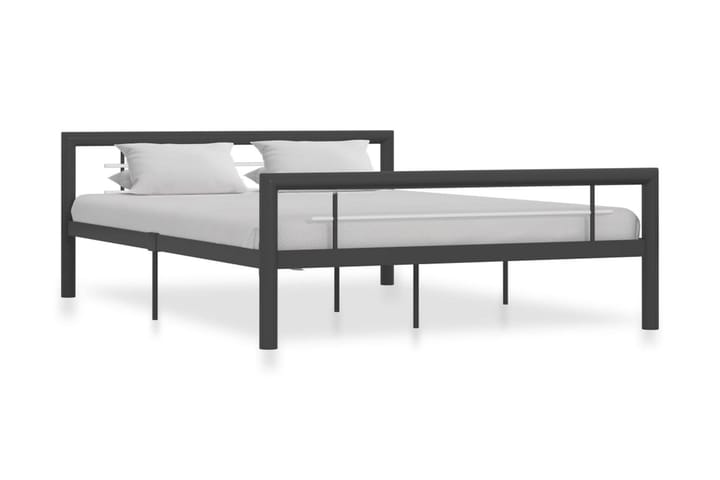 Sängynrunko harmaa ja valkoinen metalli 160x200 cm - Harmaa - Sänkykehikot & sängynrungot