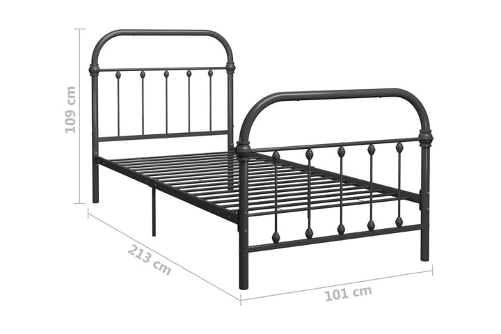 Sängynrunko harmaa metalli 90x200 cm - Harmaa - Sänkykehikot & sängynrungot