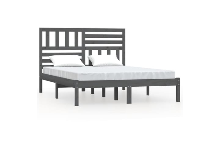 Sängynrunko harmaa täysi mänty 120x200 cm - Harmaa - Sänkykehikot & sängynrungot